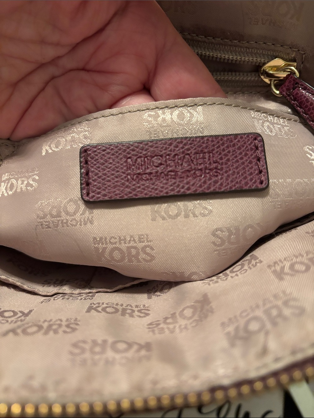 Michael Kors plum pebbled leather Cindy domed satchel - Picture 11 of 11